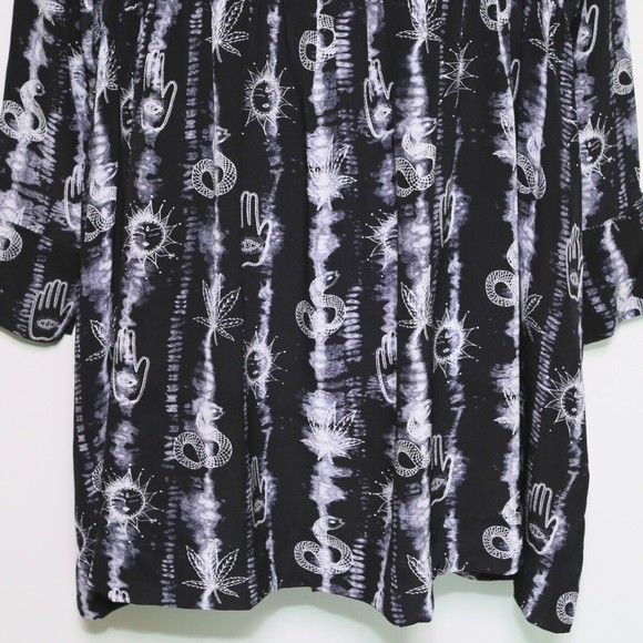 SANDRO - Black/White 100% Silk Boho Mini Dress - Women's Size 2, Medium NEW NWOT - Picture 3 of 12